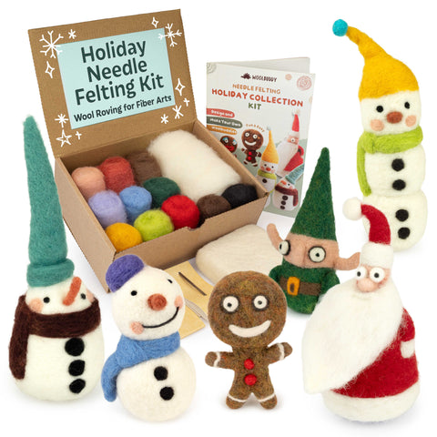 Needle Felting Holiday Collection Kit – DIY Wool Christmas Craft Set (min. qty order 3 required)