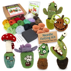 DIY Cactus Needle Felting Kit | Beginner Wool Craft Succulent Project (min. order qty 3 required)