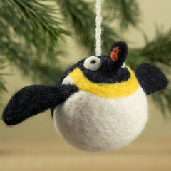 Wool Felt Emperor Penguin Ornament – Arctic Holiday Decoration (min. order qty 6 required)