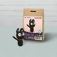 DIY Black Cat Needle Felting Kit | Beginner-Friendly Halloween Craft for Pet Lovers | Woolbuddy
