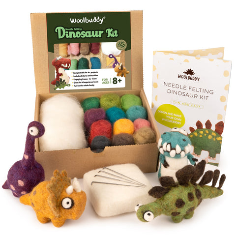 Needle Felting Dinosaur Kit – DIY Wool Prehistoric Animal Craft for Beginners (min order qty 3 required)